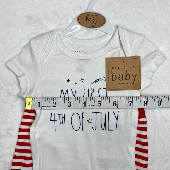 Rae Dunn New Baby Onesie Set MY FIRST 4th OF JULY Red White Blue 3 to 6 Months - Picture 5 of 17